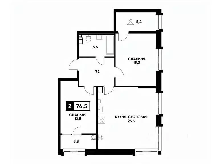 1-к кв. Ставропольский край, Ставрополь ул. Андрея Голуба, 14 (74.5 м) - Фото 0