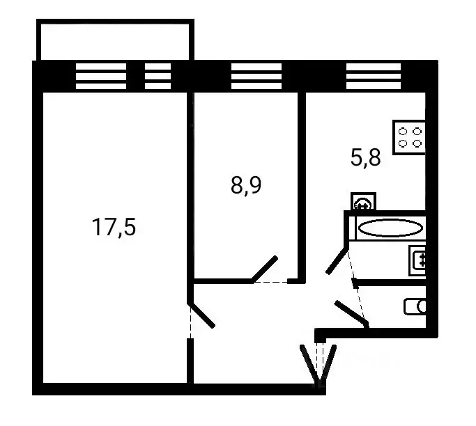 2-к кв. Липецкая область, Липецк ул. Плеханова, 30 (44.3 м) - Фото 1