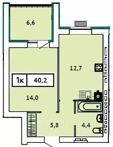 1-к кв. Ивановская область, Иваново ул. 2-я Чайковского, 40 (40.2 м) - Фото 1