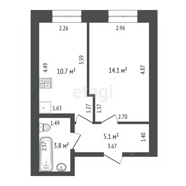 1-к кв. Свердловская область, Тавда ул. Карла Маркса, 1 (29.0 м) - Фото 2