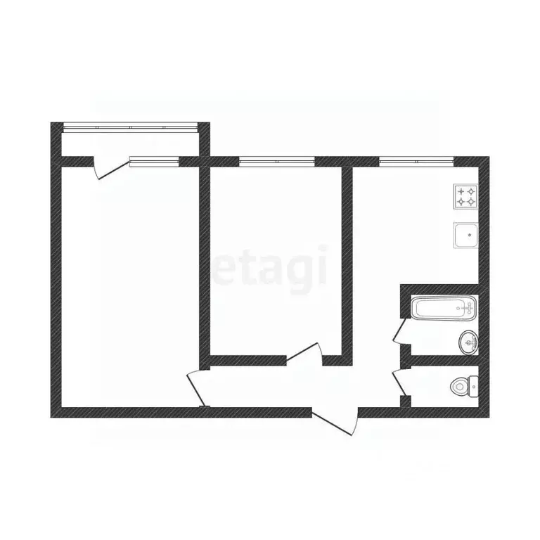2-к кв. Белгородская область, Шебекино ул. Петровского, 7 (44.0 м) - Фото 1