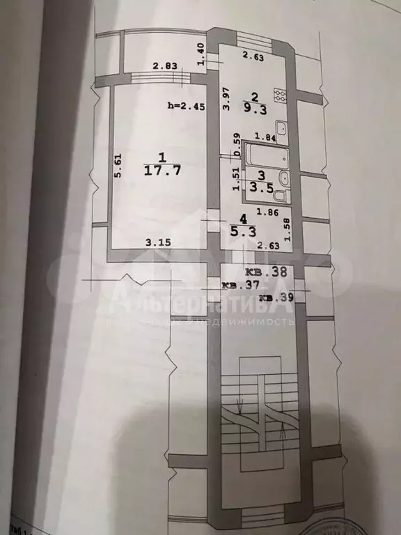 1-к. квартира, 39 м, 3/5 эт. - Фото 0