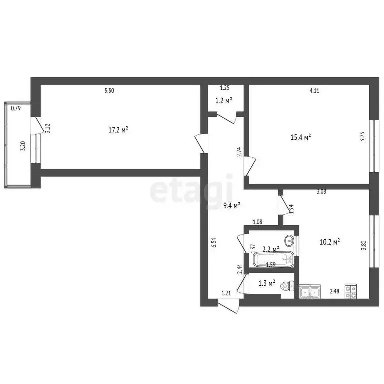 2-комнатная квартира: Гусев, улица Ю. Смирнова, 1 (57.5 м) - Фото 0