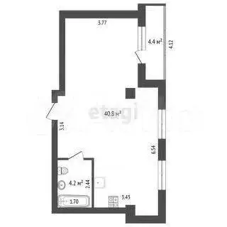 1-к. квартира, 45 м, 2/9 эт. - Фото 0