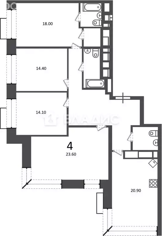 4-комнатная квартира: Москва, Клинская улица, 2А (125.8 м) - Фото 1