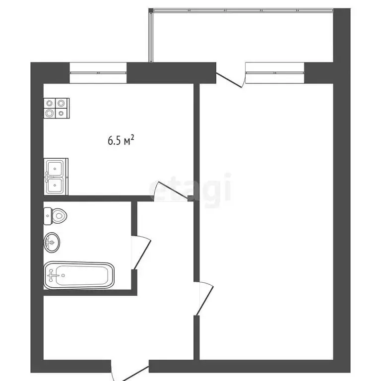 1-комнатная квартира: Ишим, Казанская улица, 37/1 (33.7 м) - Фото 1