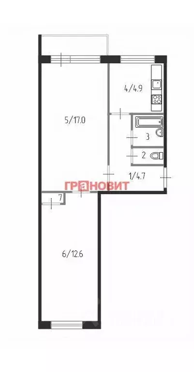 2-к кв. Новосибирская область, Новосибирск ул. Кошурникова, 49 (44.1 ... - Фото 1