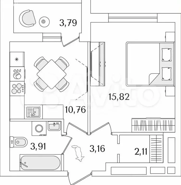 1-комнатная квартира: Санкт-Петербург, Октябрьская набережная, 120 ... - Фото 1