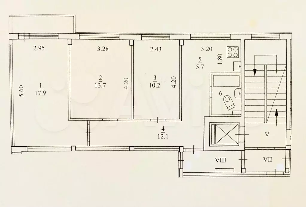 3-к. квартира, 62,7 м, 8/9 эт. - Фото 0