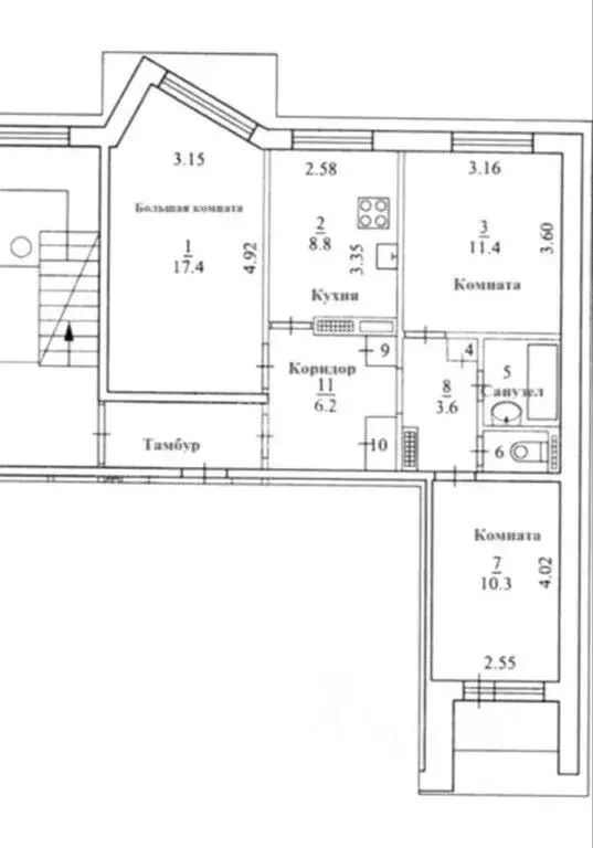 3-к кв. Липецкая область, Липецк Полиграфическая ул., 4 (64.0 м) - Фото 2