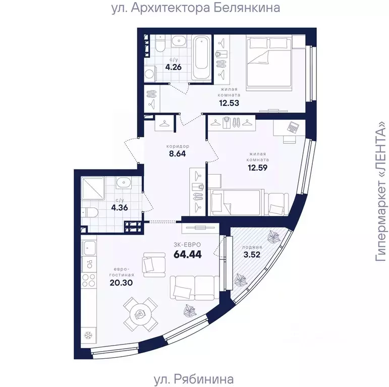 2-к кв. Свердловская область, Екатеринбург Академический мкр, ... - Фото 1