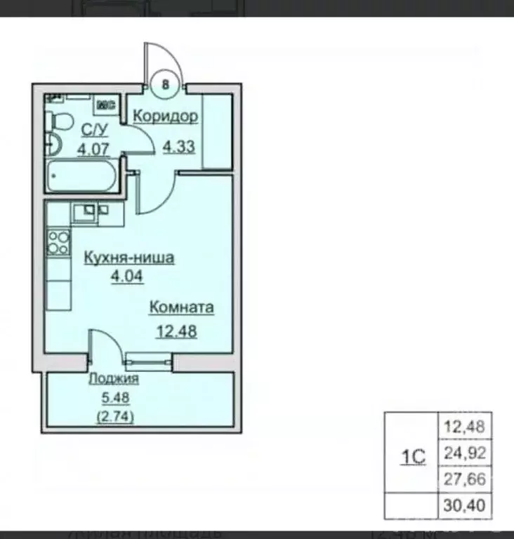 Студия Пермский край, Пермь ул. Гусарова, 5А (30.4 м) - Фото 1