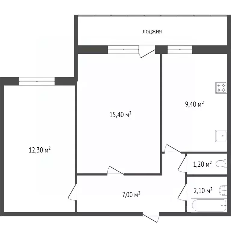 2-к кв. Красноярский край, Красноярск Парашютная ул., 19а (47.2 м) - Фото 1