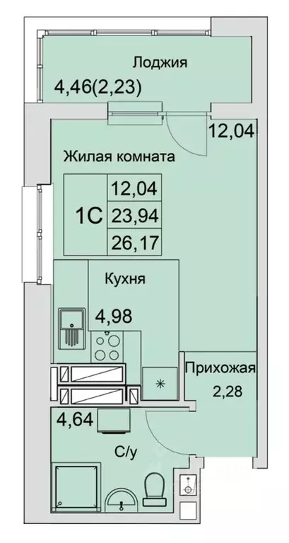 Студия Ростовская область, Батайск  (26.17 м) - Фото 0