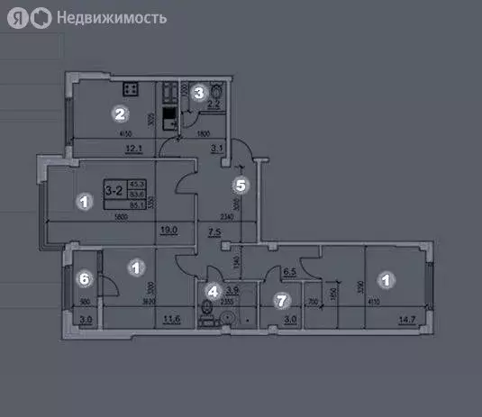 3-комнатная квартира: посёлок Романовка, 33 (85.1 м) - Фото 0