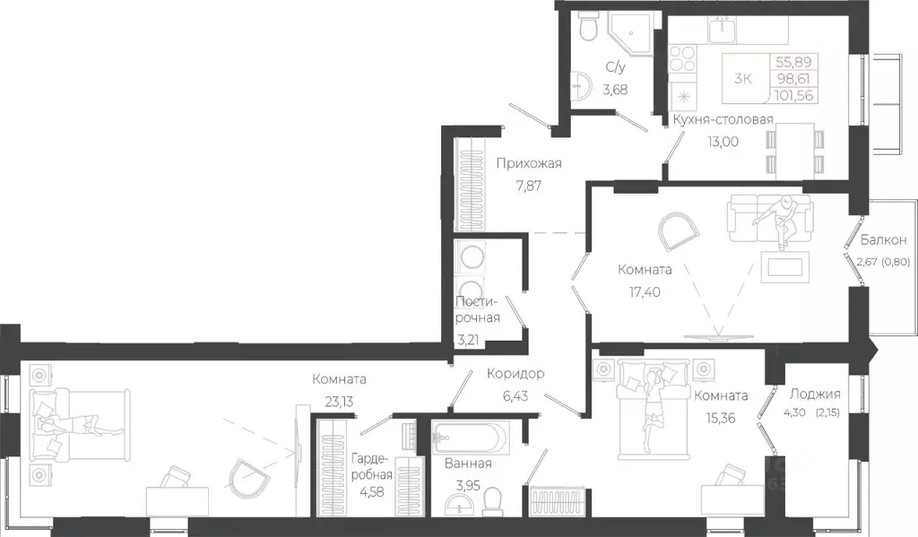 3-к кв. Алтай, Майминский район, с. Майма ул. Энергетиков (101.56 м) - Фото 0