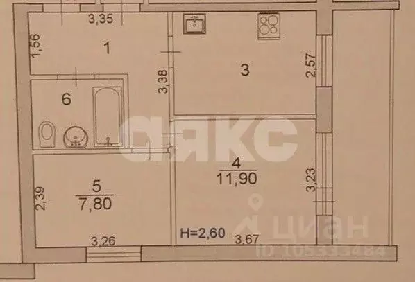 1-к кв. Волгоградская область, Волгоград Загорская ул., 6 (33.2 м) - Фото 2