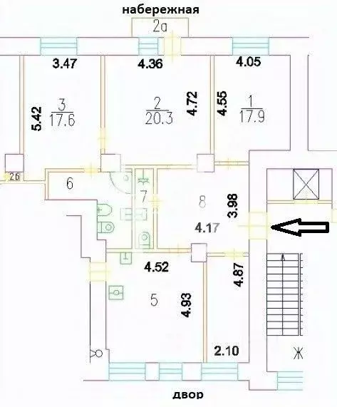 4-к кв. Москва Смоленская наб., 2 (115.0 м) - Фото 1