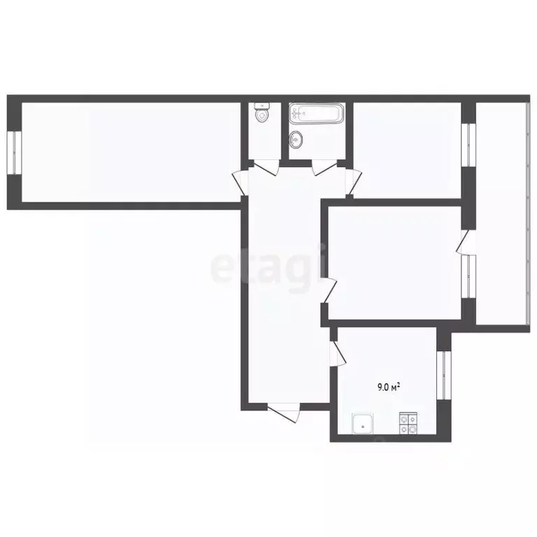 3-к кв. Тюменская область, Тюмень Холодильная ул., 13А (61.6 м) - Фото 2