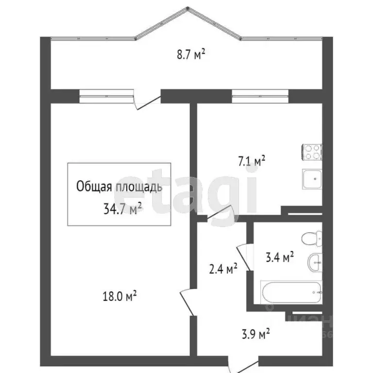 1-к кв. Томская область, Томск ул. Степана Разина, 14 (60.4 м) - Фото 1