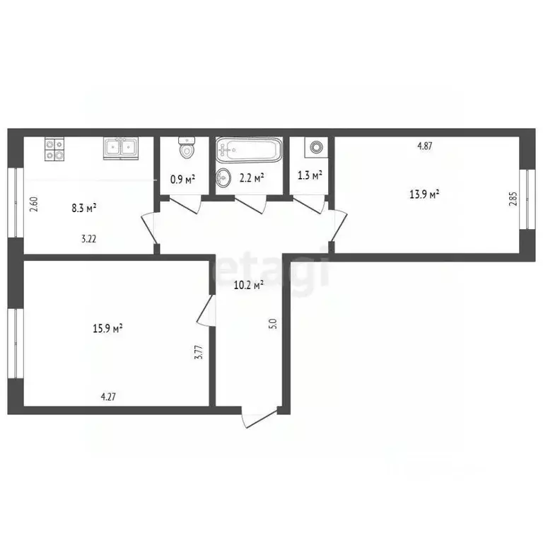 2-к кв. Ямало-Ненецкий АО, Новый Уренгой Восточный мкр, 1/1 (55.4 м) - Фото 1