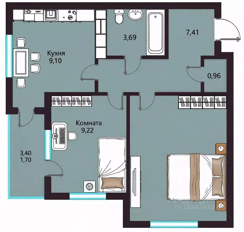 2-к кв. Воронежская область, Воронеж Острогожская ул., 156/3 (47.1 м) - Фото 2