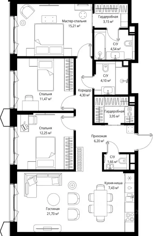 3-к кв. Московская область, Одинцовский городской округ, д. Ликино, ЖК ... - Фото 2