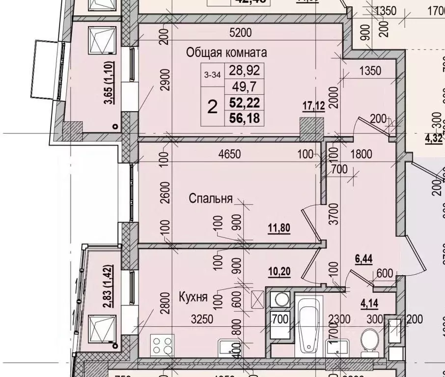 2-к кв. Саха (Якутия), Якутск ул. Чкалова, 47 (52.22 м) - Фото 1