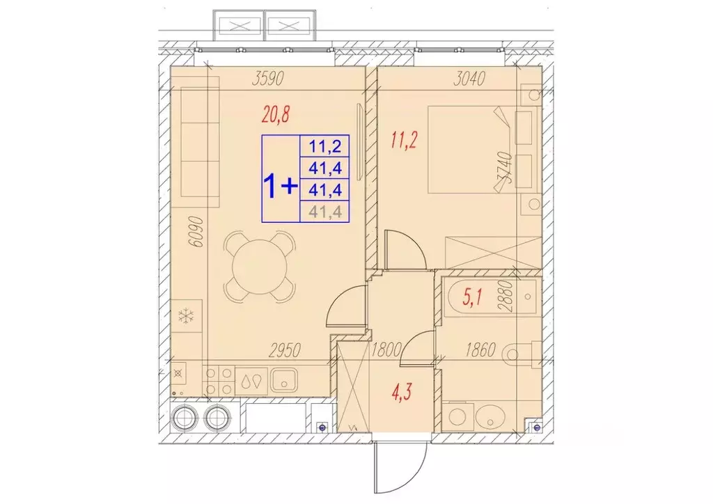 1-к кв. Астраханская область, Астрахань ул. Трофимова (41.4 м) - Фото 0