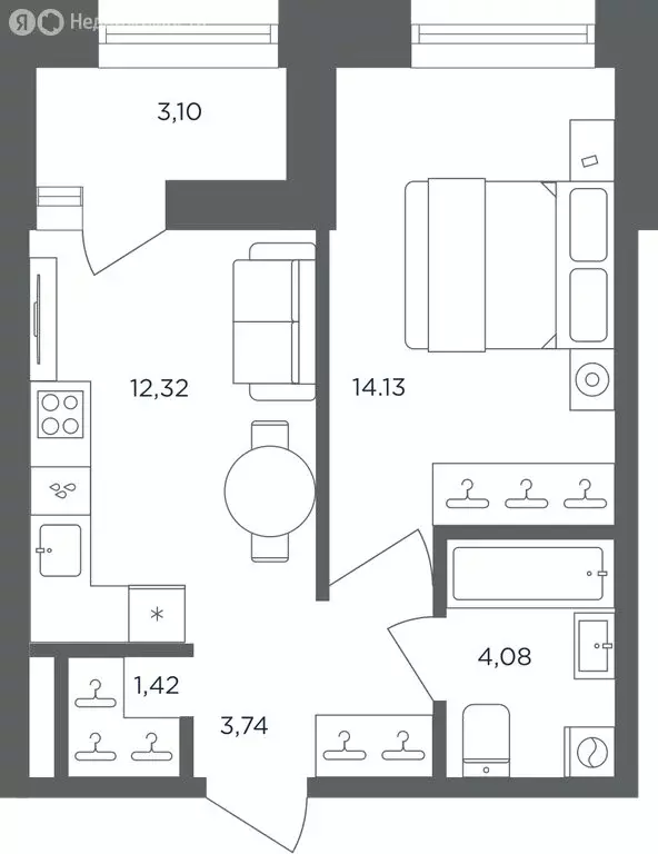 1-комнатная квартира: Пермь, Углеуральская улица, 18 (37.24 м) - Фото 1