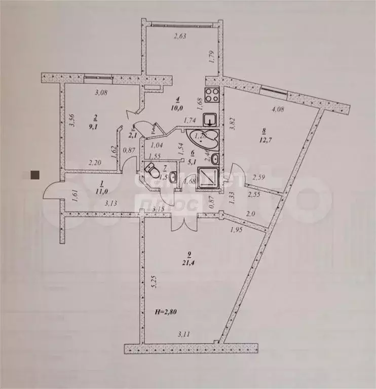 3-к. квартира, 73,1 м, 2/5 эт. - Фото 0