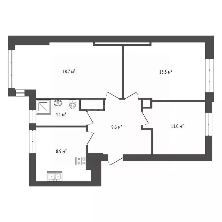 3-к кв. Москва ул. Усачева, 29К7 (68.5 м) - Фото 2
