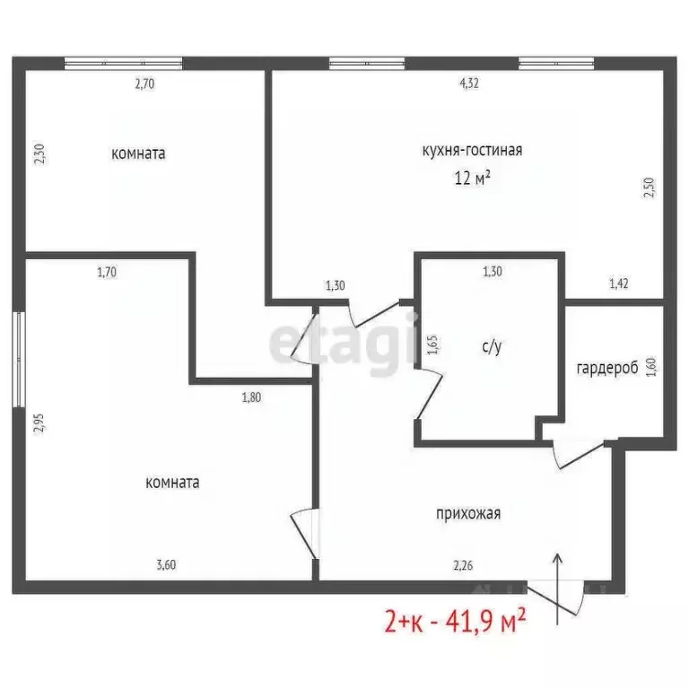 2-к кв. Свердловская область, Екатеринбург ул. Уктусская, 35 (41.9 м) - Фото 2