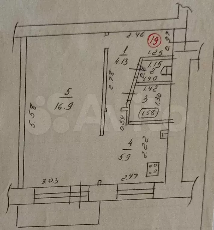 1-к. квартира, 30 м, 5/5 эт. - Фото 0