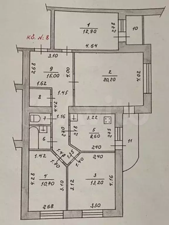 4-к. квартира, 88,8 м, 2/17 эт. - Фото 0