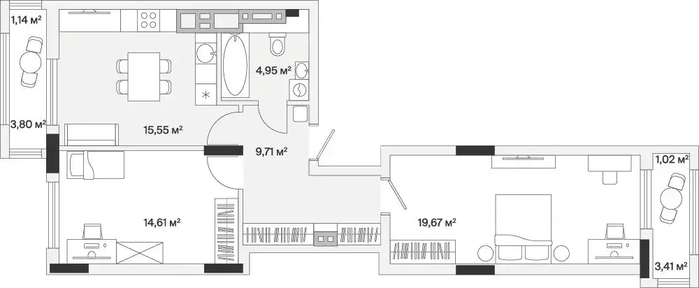 2-к кв. Калининградская область, Гурьевский муниципальный округ, пос. ... - Фото 0