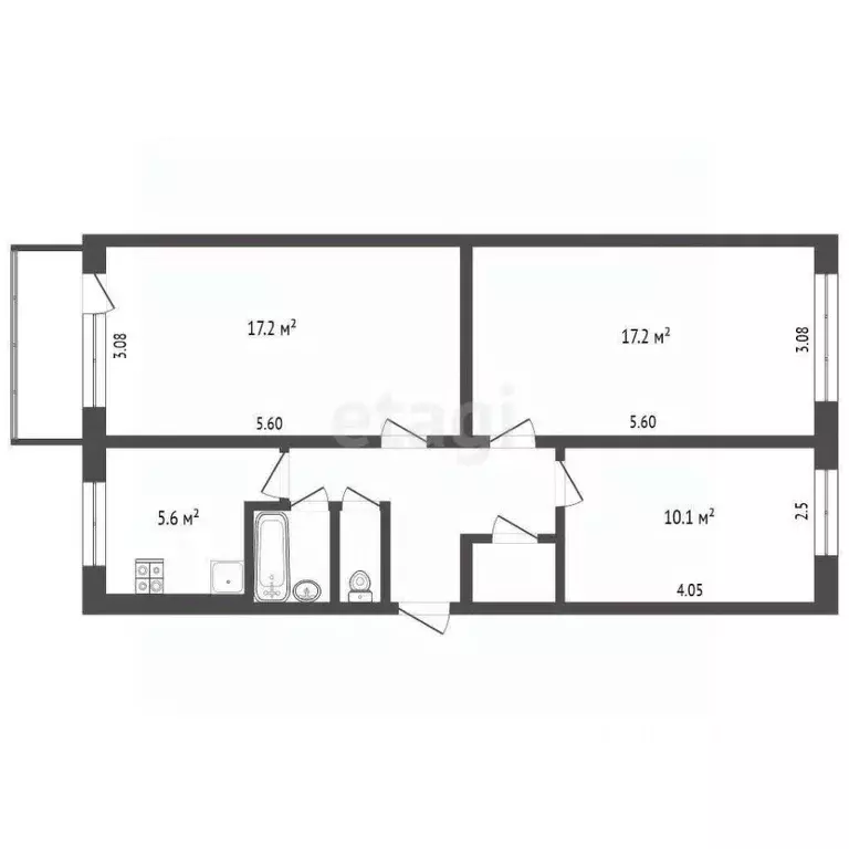 3-к кв. Камчатский край, Петропавловск-Камчатский ул. Труда, 39 (60.9 ... - Фото 2