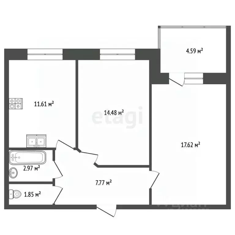 2-к кв. Алтайский край, Барнаул ул. 65 лет Победы, 25 (60.0 м) - Фото 2