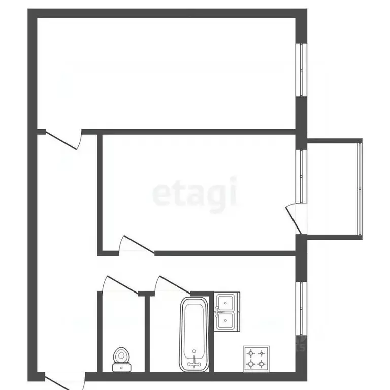 2-к кв. Санкт-Петербург Кузнецовская ул., 6 (44.4 м) - Фото 2