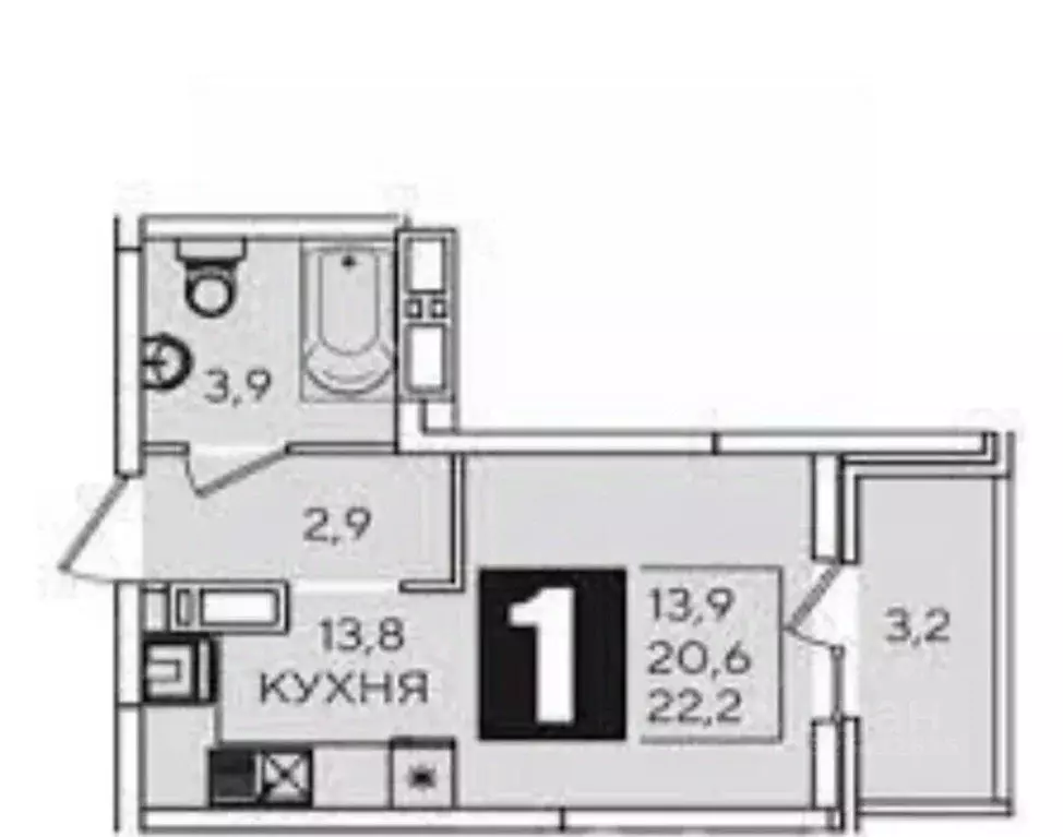 Студия Краснодарский край, Краснодар ул. Западный обход, 39/2к5 (20.5 ... - Фото 2