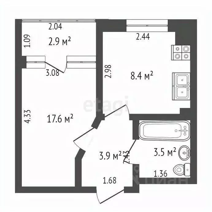 1-к кв. Ростовская область, Ростов-на-Дону просп. 40-летия Победы, ... - Фото 2