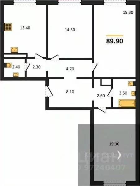 3-к кв. Воронежская область, Воронеж ул. Загоровского, 5/2 (89.9 м) - Фото 0