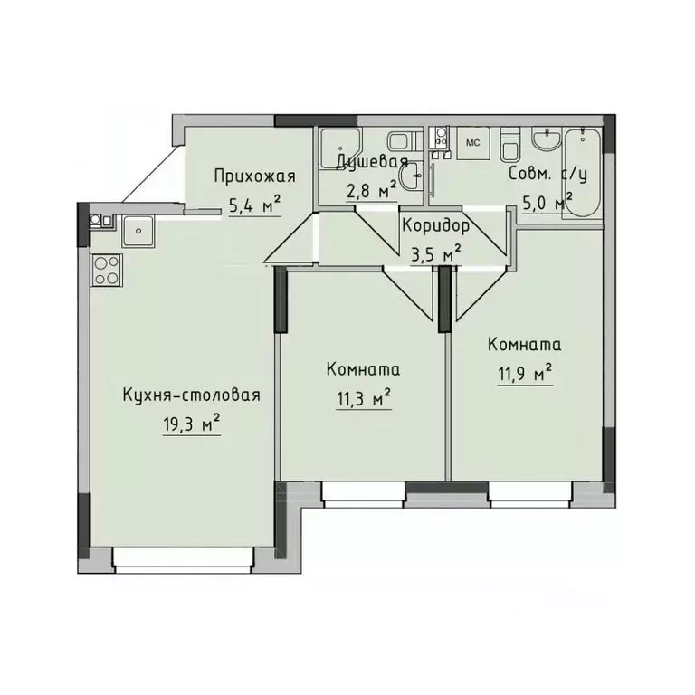 2-к кв. Удмуртия, Ижевск ул. Холмогорова, 89 (59.19 м) - Фото 0