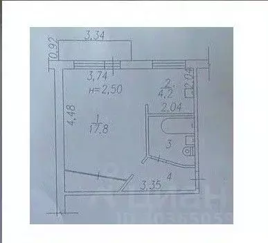 1-к кв. Кемеровская область, Новокузнецк ул. Батюшкова, 13 (31.2 м) - Фото 1