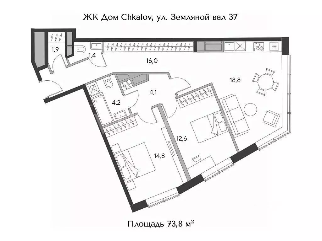 2-к кв. Москва пл. Курского Вокзала, 1 (73.8 м) - Фото 1