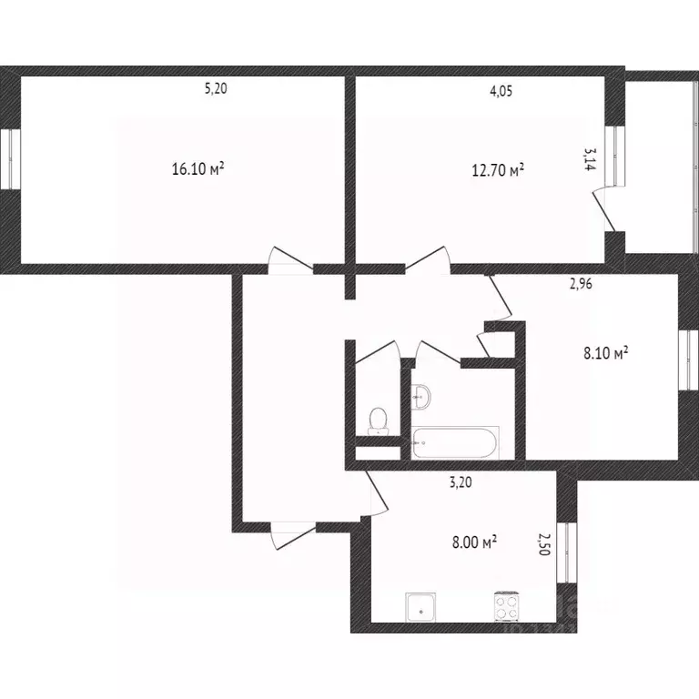 3-к кв. Белгородская область, Белгород ул. Губкина, 21 (61.0 м) - Фото 2