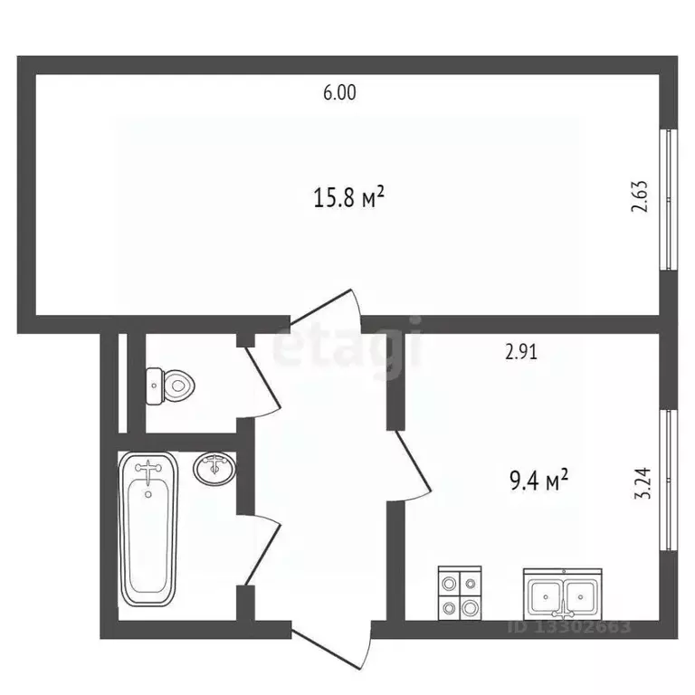 1-к кв. Ханты-Мансийский АО, Лянтор Сургутский район, 3-й мкр, 3 (35.5 ... - Фото 2