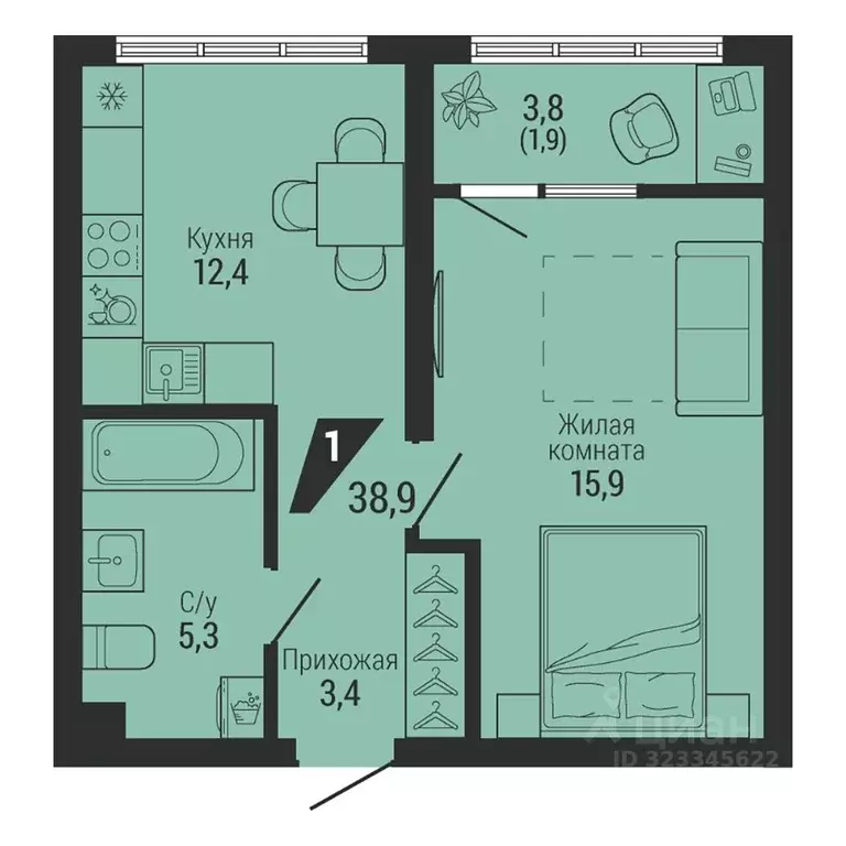 1-к кв. Свердловская область, Екатеринбург Вторчермет жилрайон,  (38.9 ... - Фото 0