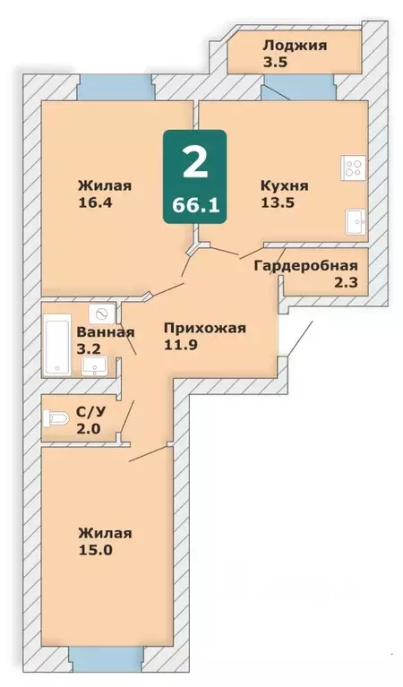 2-к кв. Чувашия, Чебоксары Новый Город мкр, Время жить жилой комплекс ... - Фото 1