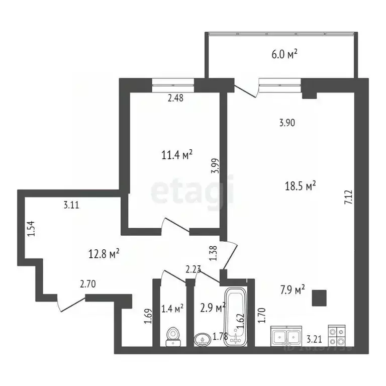 2-к кв. Саха (Якутия), Якутск ул. Дзержинского, 47 (54.9 м) - Фото 1